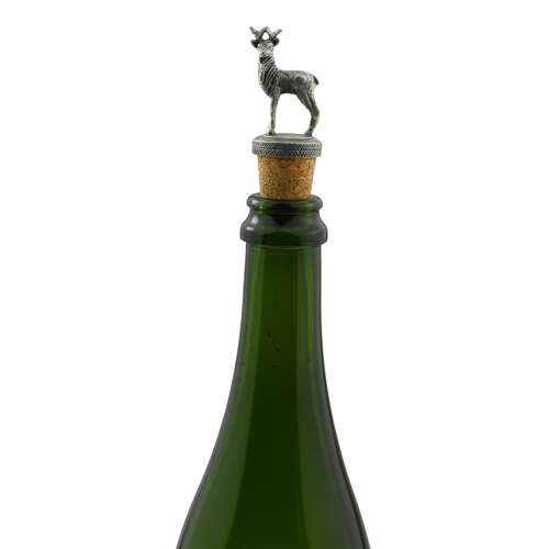 English Made Pewter Stag Wine Bottle Stopper in Gift Pouch