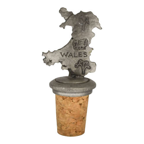 English Made Pewter Map of Wales Bottle Stopper