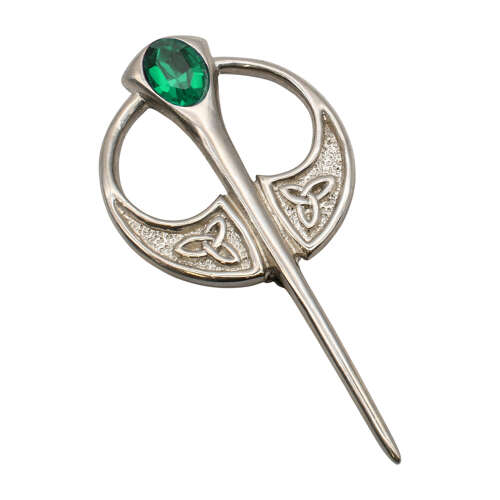Celtic Knot Green Stone Kilt Pin