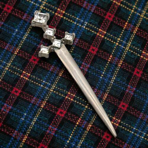 Sword Kilt Pin Set with Glass Crystals
