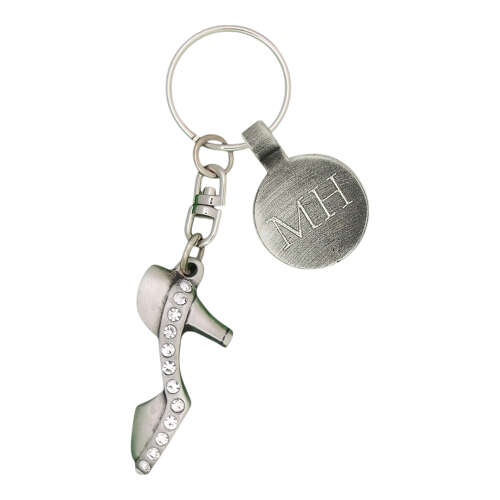 Personalised English Made Pewter Shoe with Crystal Keyring