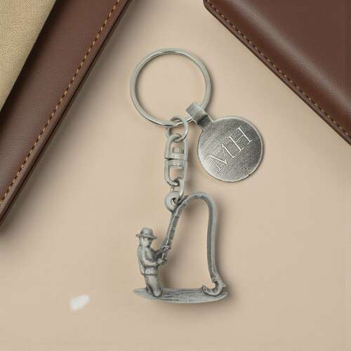 Personalised English Made Pewter Fishing Keyring