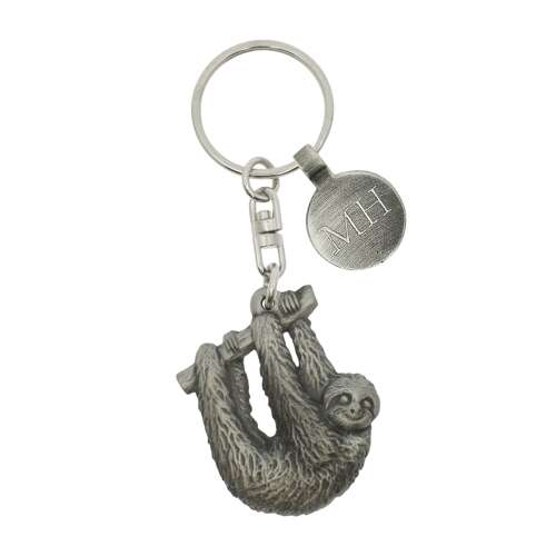 Personalised English Made Pewter Sloth Keyring