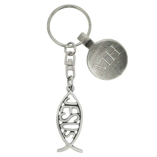 Personalised English Made Pewter Ichthys Keyring