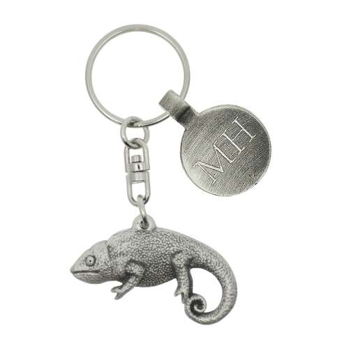 Personalised English Made Pewter Chameleon Keyring