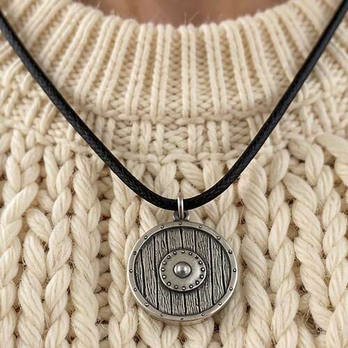 Viking Shield Pendant Presented in a Velvet Pouch