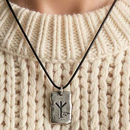 Viking Protection Rune Pendant Presented in a Velvet Pouch