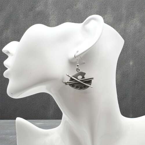 Pewter Artists Palette Earrings Presented in a Box