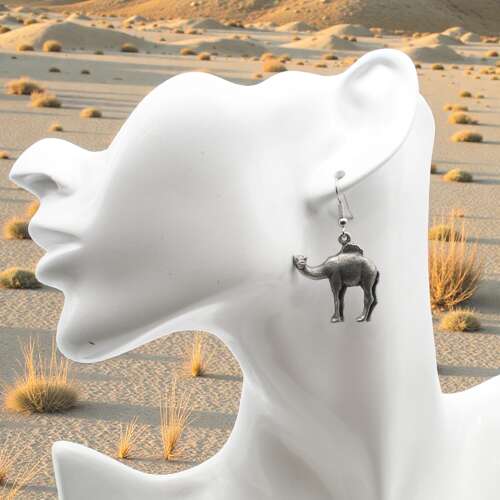 Pewter Camel Earrings Presented in a Box