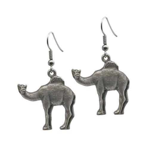 Pewter Camel Earrings Presented in a Box