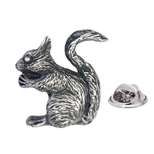 English Handmade Pewter Squirrel Lapel Pin Badge In a Gift Box