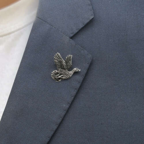 English Handmade Pewter Teal Bird Lapel Pin Badge In a Gift Box