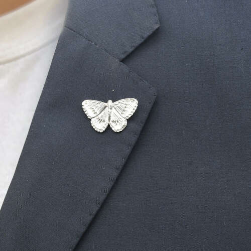 English Handmade Bright Pewter Butterfly Lapel Pin Badge In a Gift Box