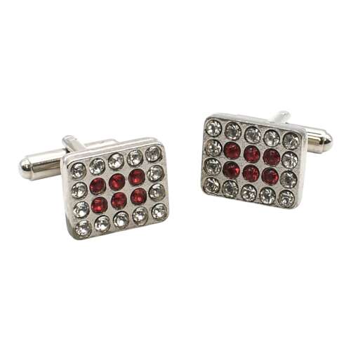 Rectangular Red Crystal cufflinks Presented in a Leatherette Case
