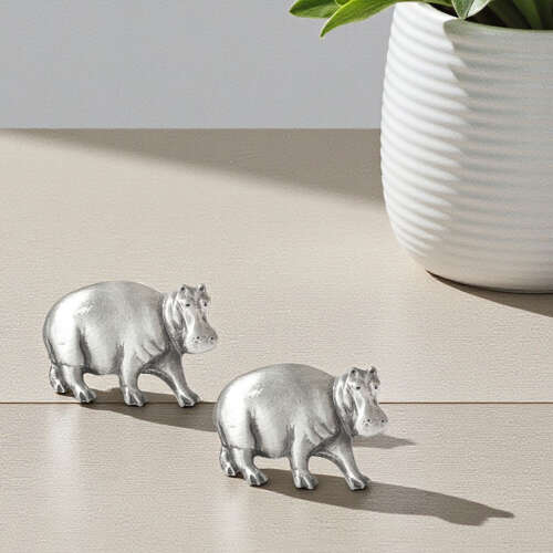 Hippopotamus Cufflinks Presented in a Leatherette Case