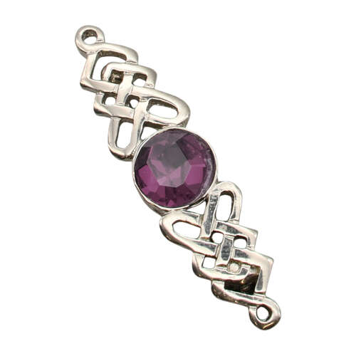 English Pewter Celtic with Purple Stone Brooch in a Gift Box