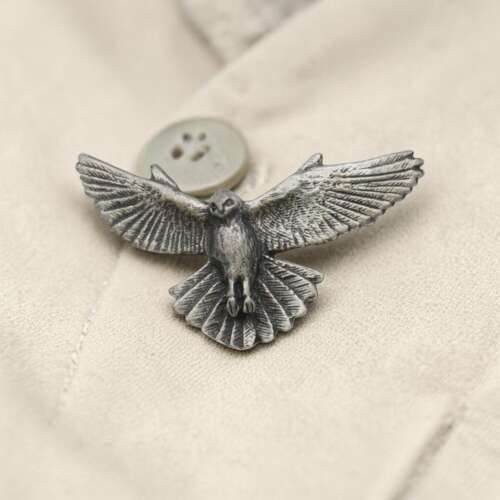 English Pewter Kestrel Brooch in a Gift Box