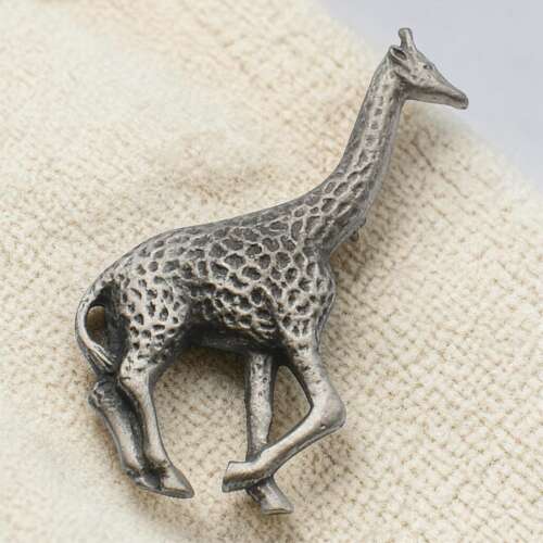 English Pewter Giraffe Brooch in a Gift Box