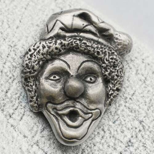 English Pewter Clown Brooch in a Gift Box