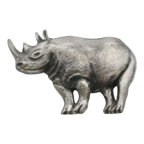 English Pewter Rhinoceros Brooch in a Gift Box