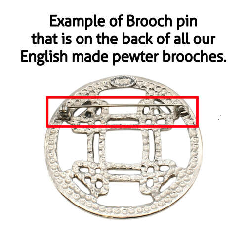 English Pewter Celtic Round Red Stone Brooch in a Gift Box