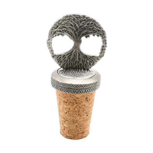English Made Pewter Tree of Life Wine Bottle Stopper