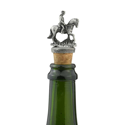 English Made Pewter & Cork Horse & Rider Bottle Stopper