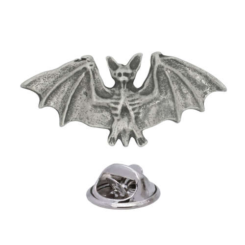 English Made Pewter Open Wing Bat Lapel Pin Presented in a Box