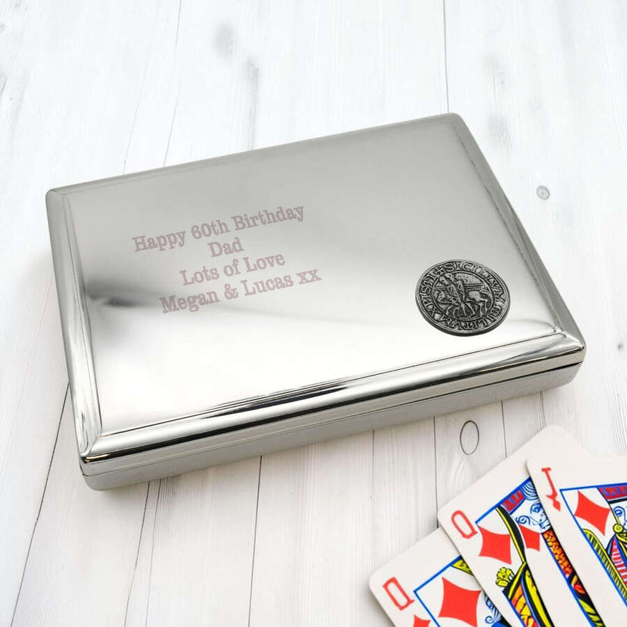 Personalised English Made Pewter Knights Templar Seal Metal Card Case, Medieval Crusader G