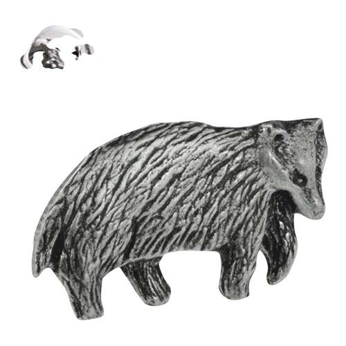 English Made Pewter Badger Lapel Pin Presented in a Box