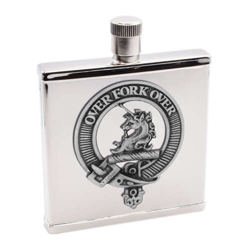 Personalised Clan Cunningham English Pewter Crest Stainless Steel Hip Flask