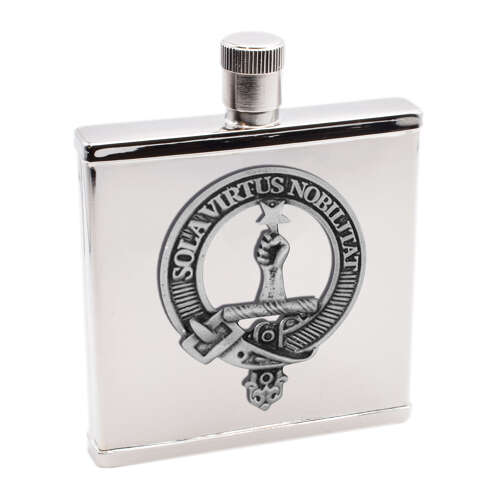 Personalised Clan Henderson English Pewter Crest Stainless Steel Hip Flask