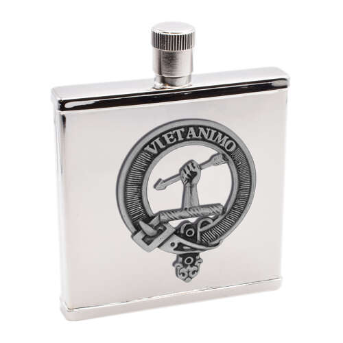 Personalised Clan McCulloch English Pewter Crest Stainless Steel Hip Flask