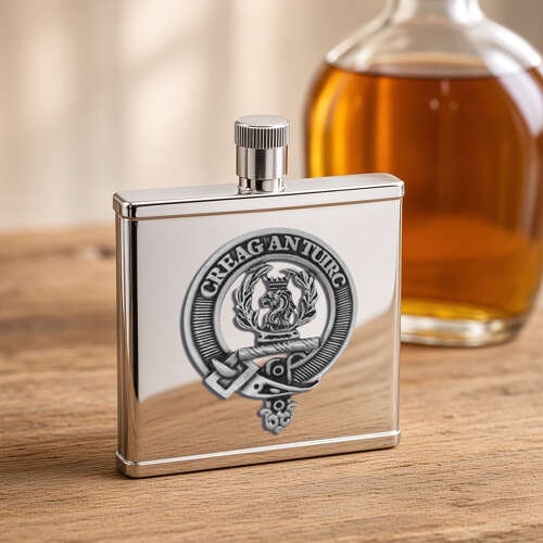 Personalised Clan MacLaren English Pewter Crest Stainless Steel Hip Flask