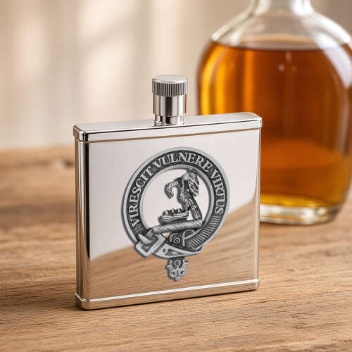 Personalised Clan Stewart English Pewter Crest Stainless Steel Hip Flask